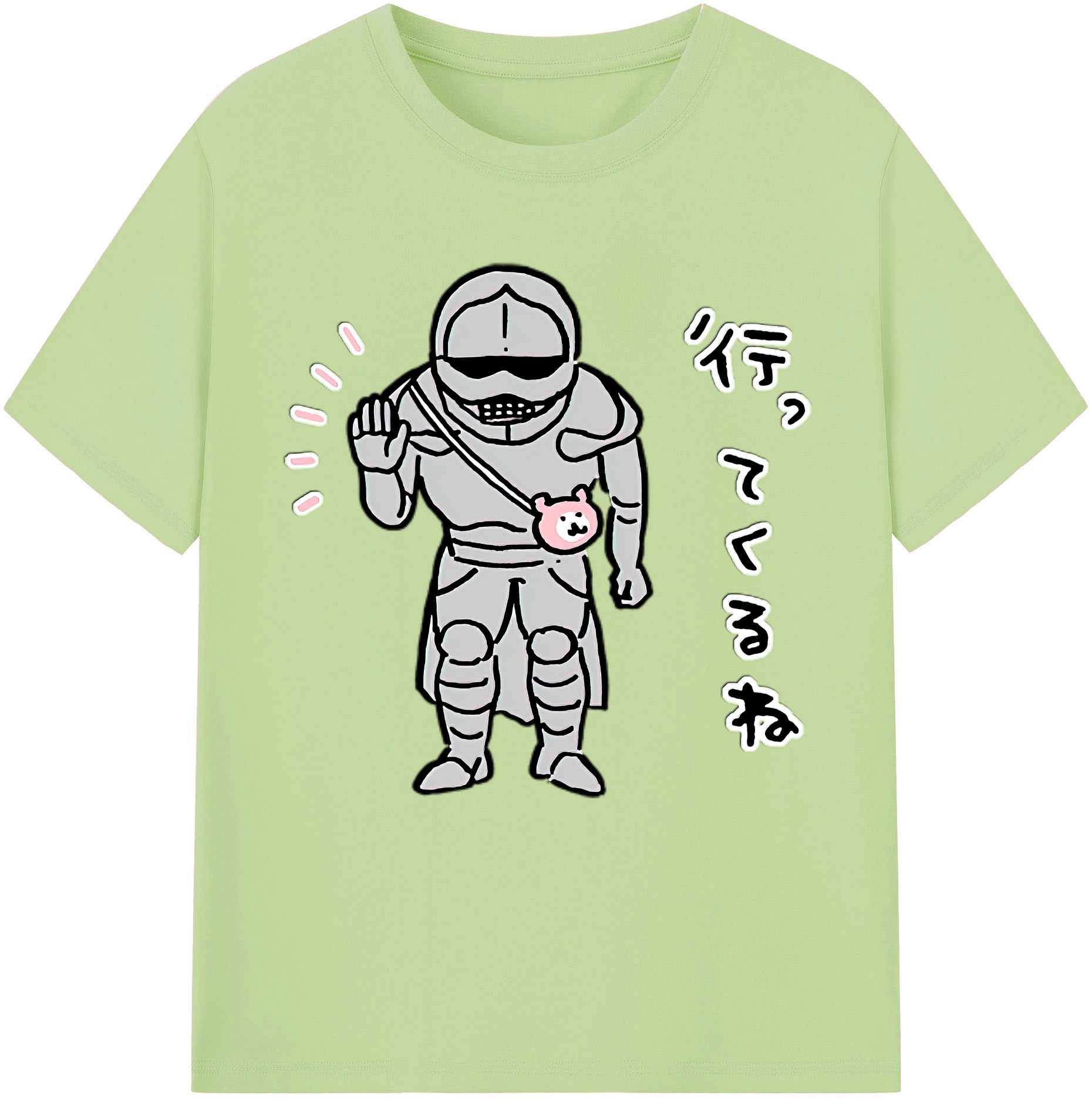 （画像用） ちいかわ 労働の鎧さん Chii-kawa Mr. Armor of Labor 綿100％半袖Tシャツ（フロントプリント）